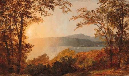 Jasper Cropsey Sunset, Hudson River Sweden oil painting art